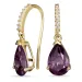 violettem Ohrringe in 9 Karat Gold mit synthetisch Amethyst und Zirkon