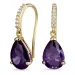 violettem Ohrringe in 9 Karat Gold mit synthetisch Amethyst und Zirkon