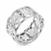 breit Blumen Ring aus Silber