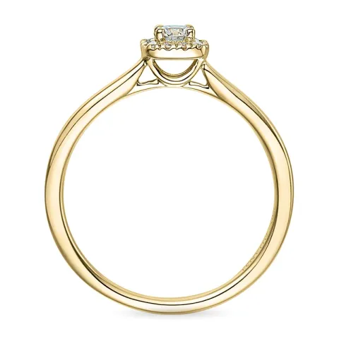 viereckigem Diamant Ring in 14 Karat Gold 0,15 ct 0,06 ct