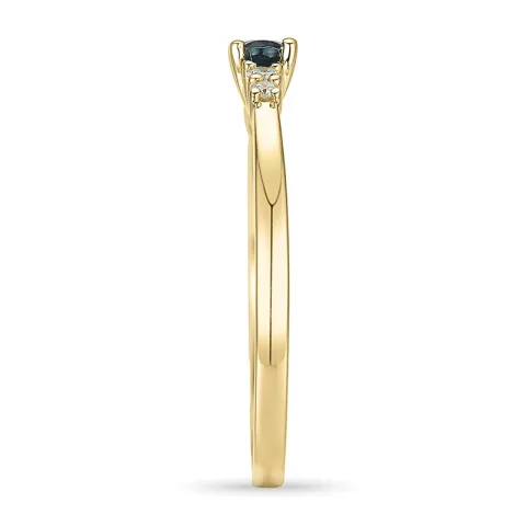 ovaler Saphir Diamantring in 14 Karat Gold 0,35 ct 0,06 ct