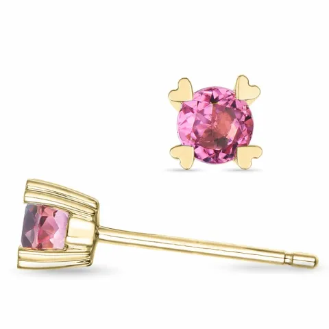 2 x 0,22 ct pink Turmalin Solitärohrstecker in 14 Karat Gold mit Turmalin 