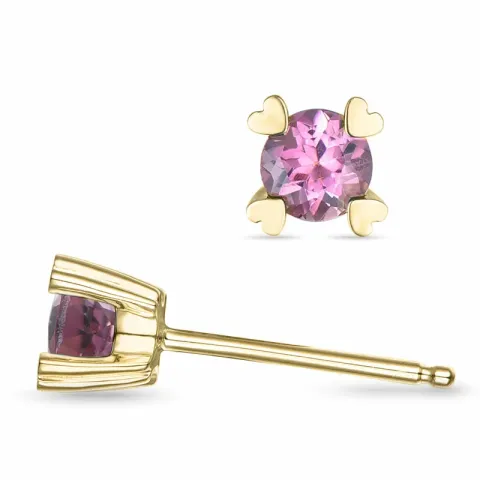 2 x 0,28 ct pink Turmalin Solitärohrstecker in 14 Karat Gold mit Turmalin 