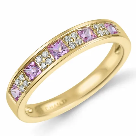 pink Saphir Diamantring in 14 Karat Gold 0,66 ct 0,08 ct