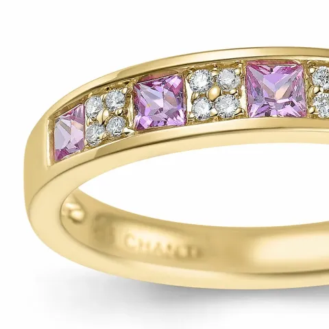 pink Saphir Diamantring in 14 Karat Gold 0,66 ct 0,08 ct