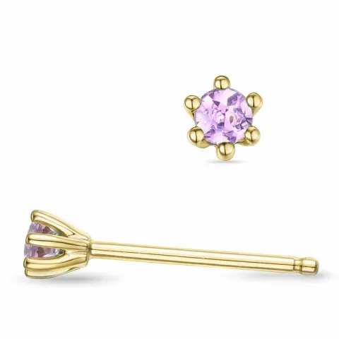 2 x 0,07 ct pink Saphir Solitärohrstecker in 14 Karat Gold mit pinkfarbenem Saphir 