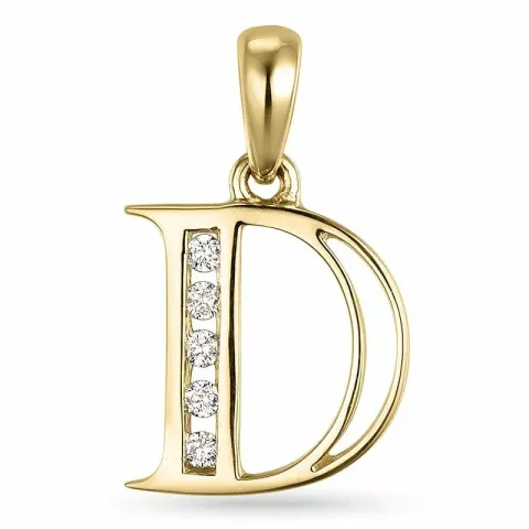 buchstab d Anhänger in 14 karat Gold 0,05 ct