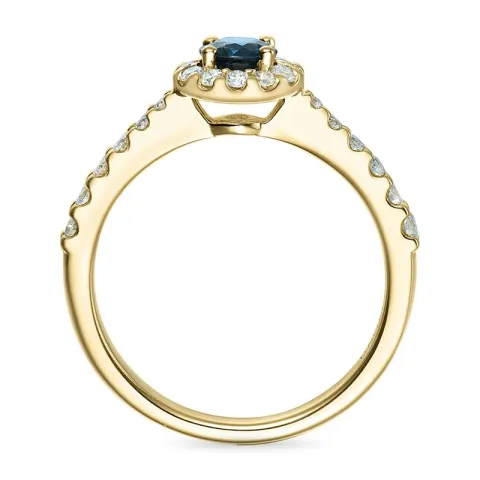 runder Saphir Rosettenring in 14 Karat Gold 0,31 ct 0,45 ct