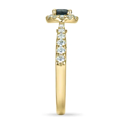 runder Saphir Rosettenring in 14 Karat Gold 0,31 ct 0,45 ct