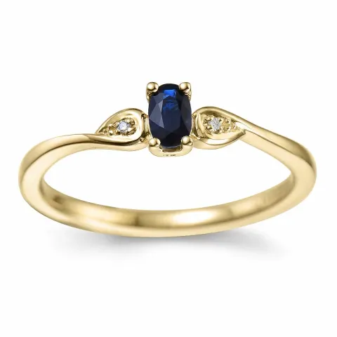 blauem Saphir Diamantring in 14 Karat Gold 0,008 ct 0,35 ct