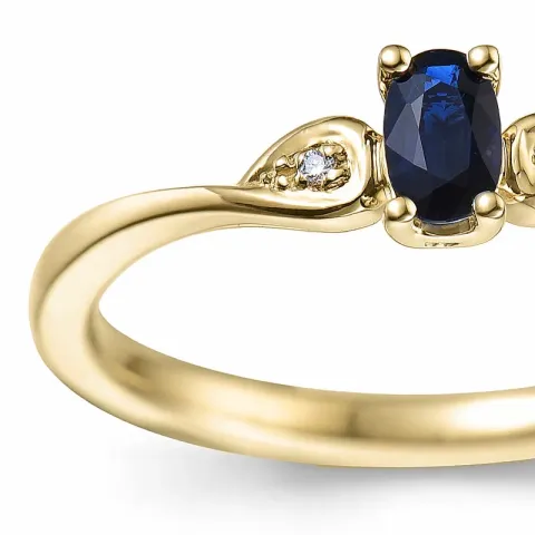 blauem Saphir Diamantring in 14 Karat Gold 0,008 ct 0,35 ct