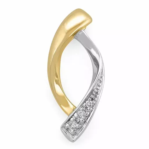 abstraktem Diamantanhänger in 14 karat Gold- und Weißgold 0,02 ct