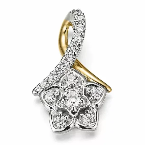 Blumen Diamant Anhänger in 14 karat Gold- und Weißgold 0,231 ct