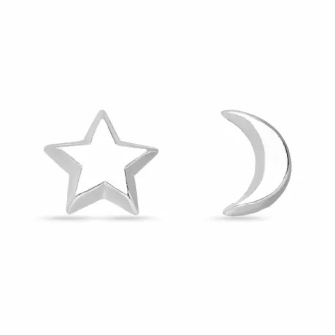 Mond und Stern Ohrstecker in Silber