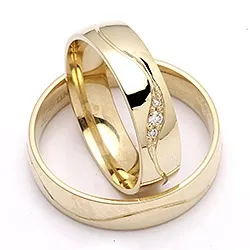 5 mm Diamant trauringe aus 9 Karat Gold 0,008 ct und  0,02 ct - set