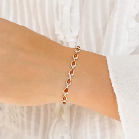 Cognac gefärbt Bernstein Armband aus Silber