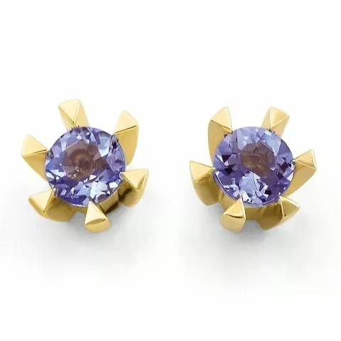 2 x 0,19 ct violettem Amethyst Solitärohrstecker in 9 Karat Gold mit Amethyst 