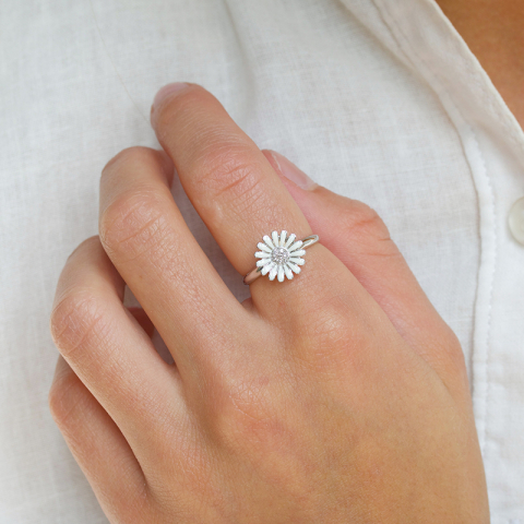 11 mm Marguerite Zirkon Ring aus Silber