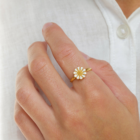 10 mm Marguerite Ring aus vergoldetem Sterlingsilber