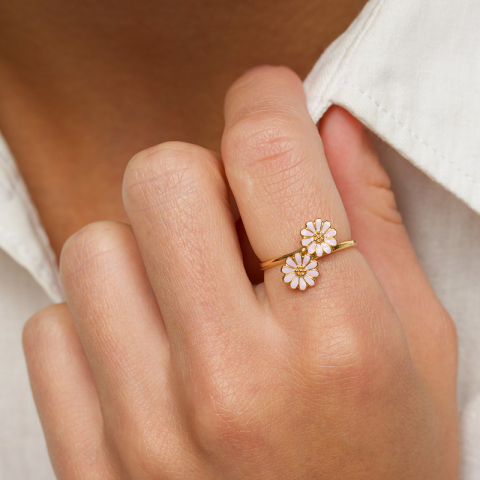 Marguerite violettem Ring aus vergoldetem Sterlingsilber