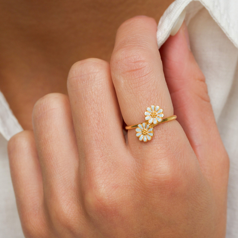 Marguerite blauem Ring aus vergoldetem Sterlingsilber