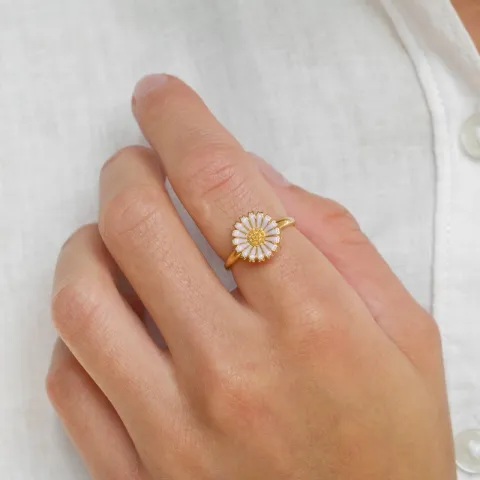 12 mm Marguerite violettem Ring aus vergoldetem Sterlingsilber