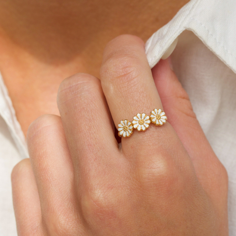 Elegant Marguerite Ring aus vergoldetem Sterlingsilber