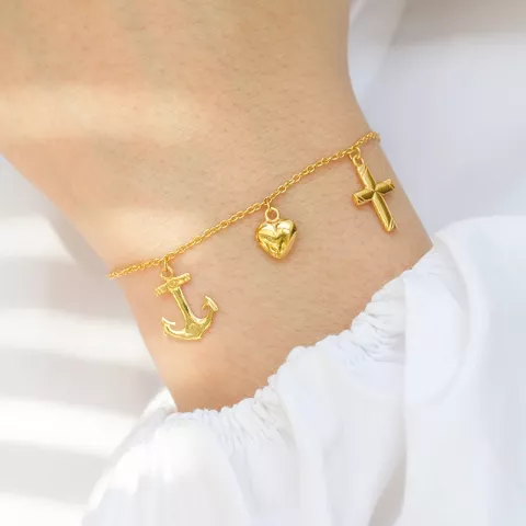 Sterlingsilber Glaube-Hoffnung-Liebe aus vergoldetem Armband