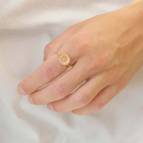 Marguerite rosa Ring aus vergoldetem Sterlingsilber