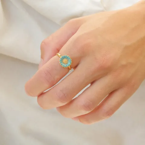 Marguerite blauem Ring aus vergoldetem Sterlingsilber