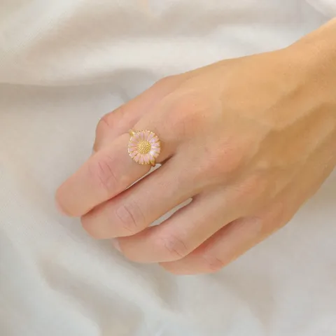 Marguerite pink Ring aus vergoldetem Sterlingsilber