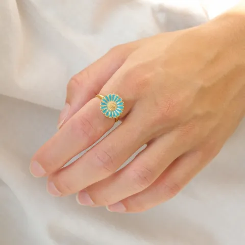 Marguerite blauem Ring aus vergoldetem Sterlingsilber