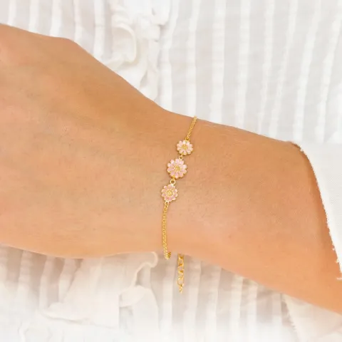 Marguerite rosa Armband aus vergoldetem Sterlingsilber