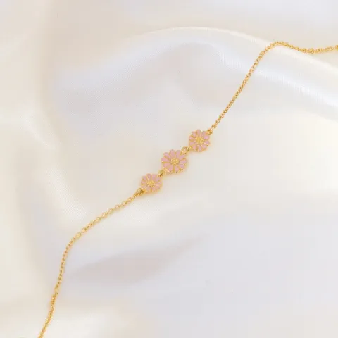 Marguerite rosa Armband aus vergoldetem Sterlingsilber