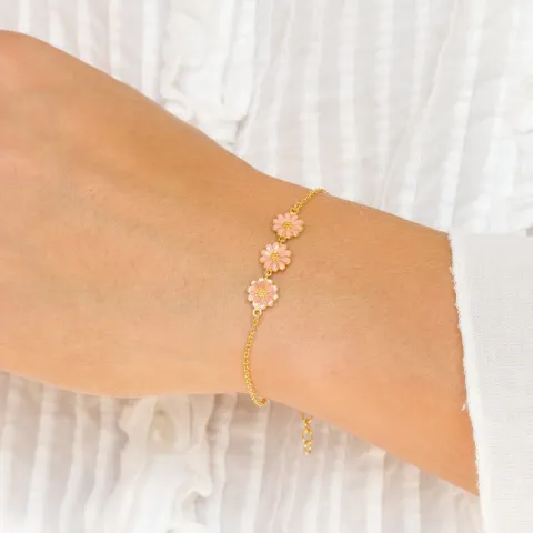 Marguerite rosa Armband aus vergoldetem Sterlingsilber