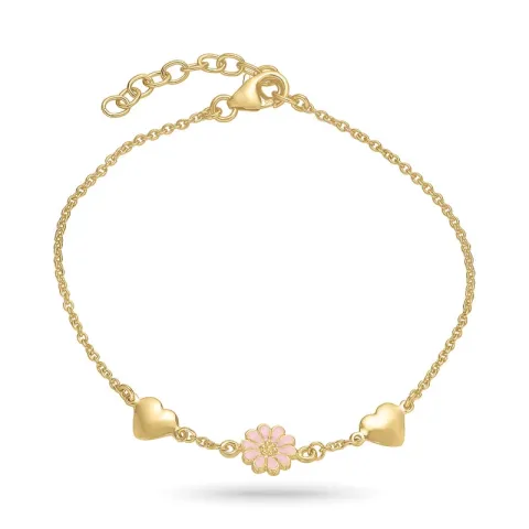 Herz Marguerite rosa Armband aus vergoldetem Sterlingsilber