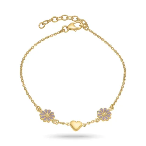 Herz Marguerite violettem Armband aus vergoldetem Sterlingsilber