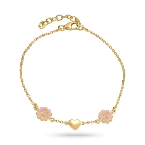 Herz Marguerite rosa Armband aus vergoldetem Sterlingsilber