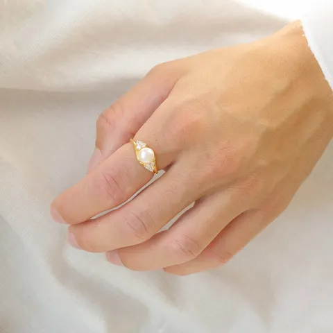 Perle Ring aus vergoldetem Sterlingsilber