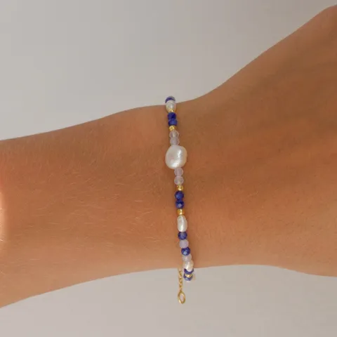 blauem Armband aus vergoldetem Sterlingsilber