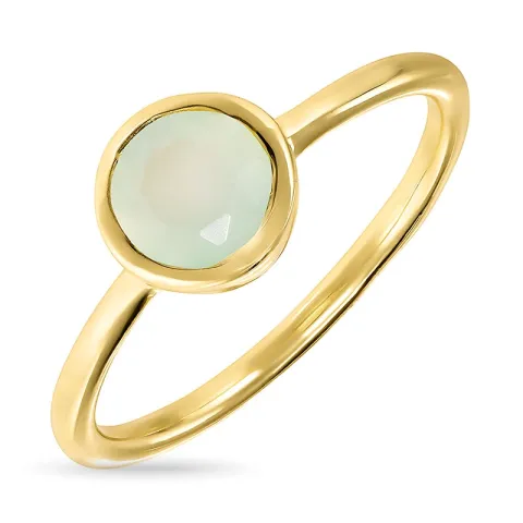 runder prehnite Ring aus vergoldetem Sterlingsilber