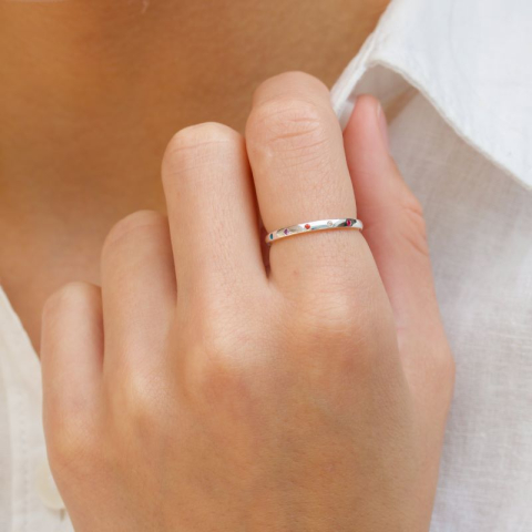 mehrfarbigem Zirkon Ring aus Silber