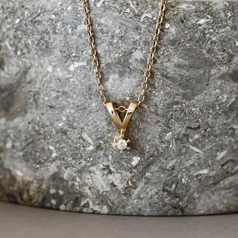 Diamant Solitäranhänger in 14 karat Gold 0,05 ct