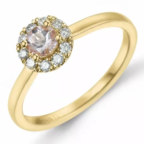 Kollektionsmuster runder morganit Diamantring in 14 Karat Gold 0,22 ct 0,15 ct