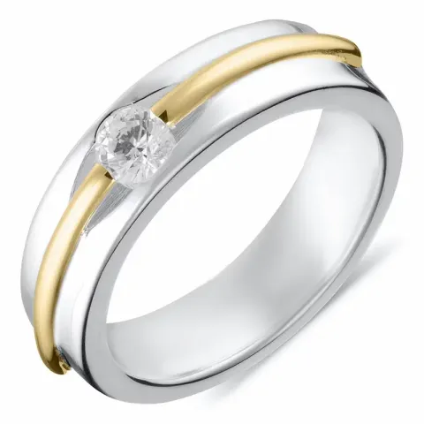 Kollektionsmuster weißem Zirkon Ring aus Silber mit 8 karat Gold