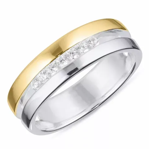 Kollektionsmuster Zirkon Ring aus Silber mit 8 karat Gold