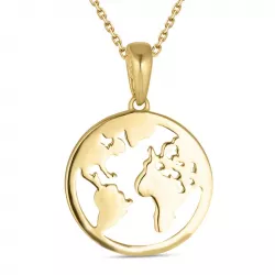 world Halskette aus vergoldetem Sterlingsilber und Anhänger aus 8 Karat Gold